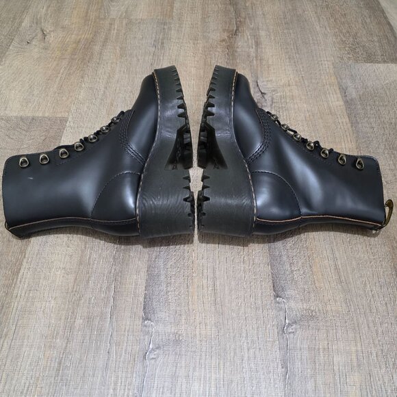 Dr. Martens Leona Black Leather Lace-Up Platform Combat Boots Women’s 7L US - Picture 6 of 13